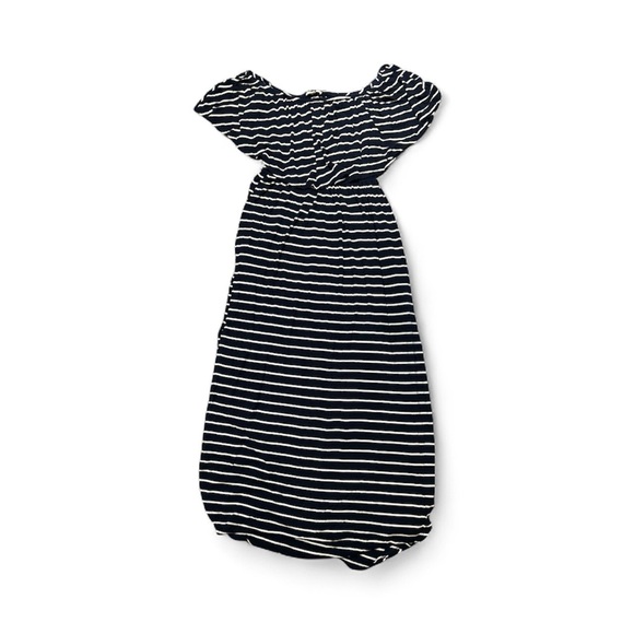 Sweet Lovely by Jen navy/white stripe off shoulder maxi dress - Picture 2 of 4